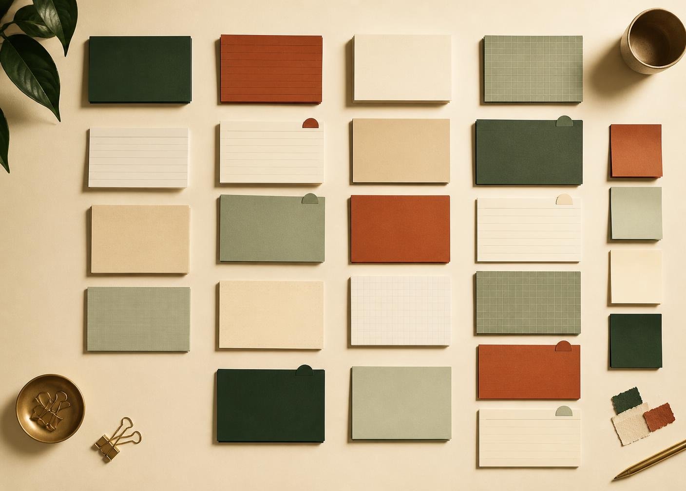 Index cards arranged as an idea library